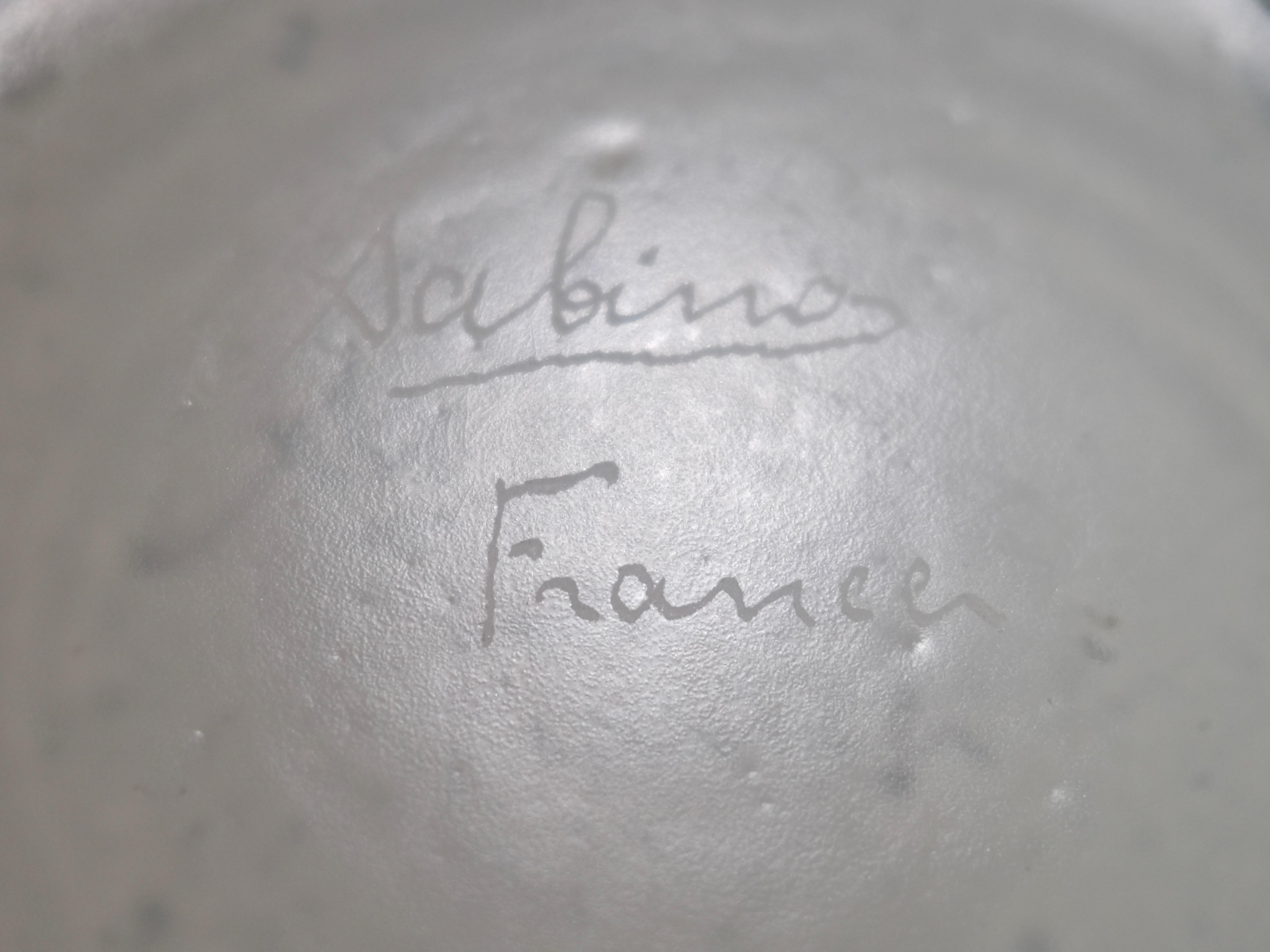 White Art Deco Glass Vase with Dancer Figures All Around by Sabino In Fair Condition In Ulm, DE