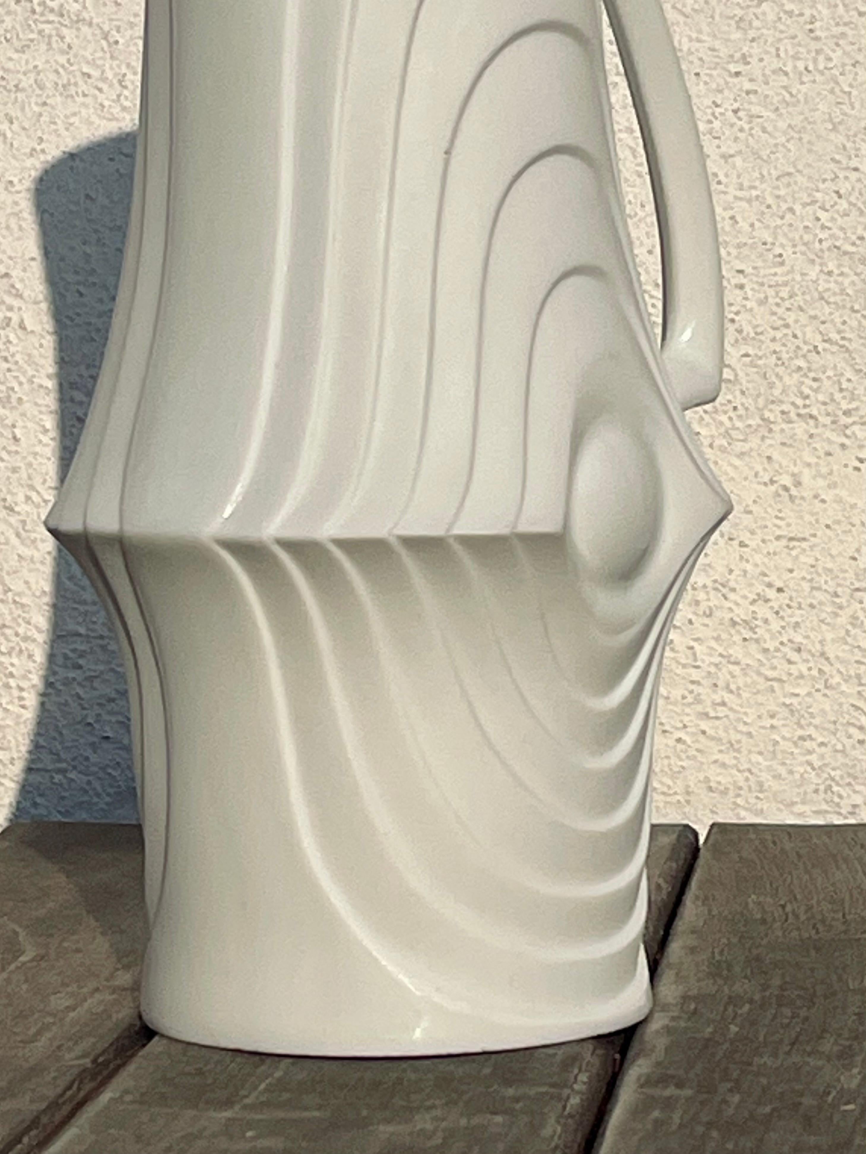 KPM White Art Deco Handle Vase, 1960s 3