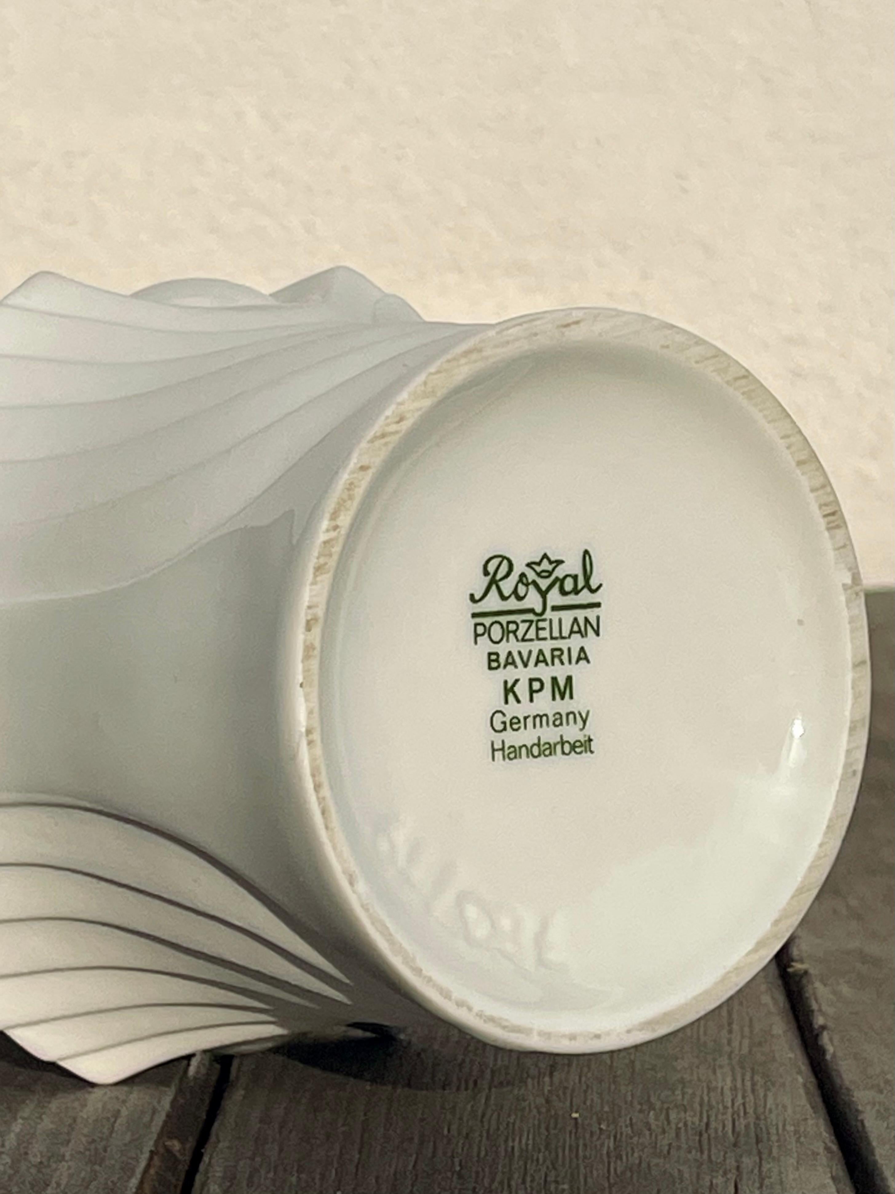 KPM White Art Deco Handle Vase, 1960s 8