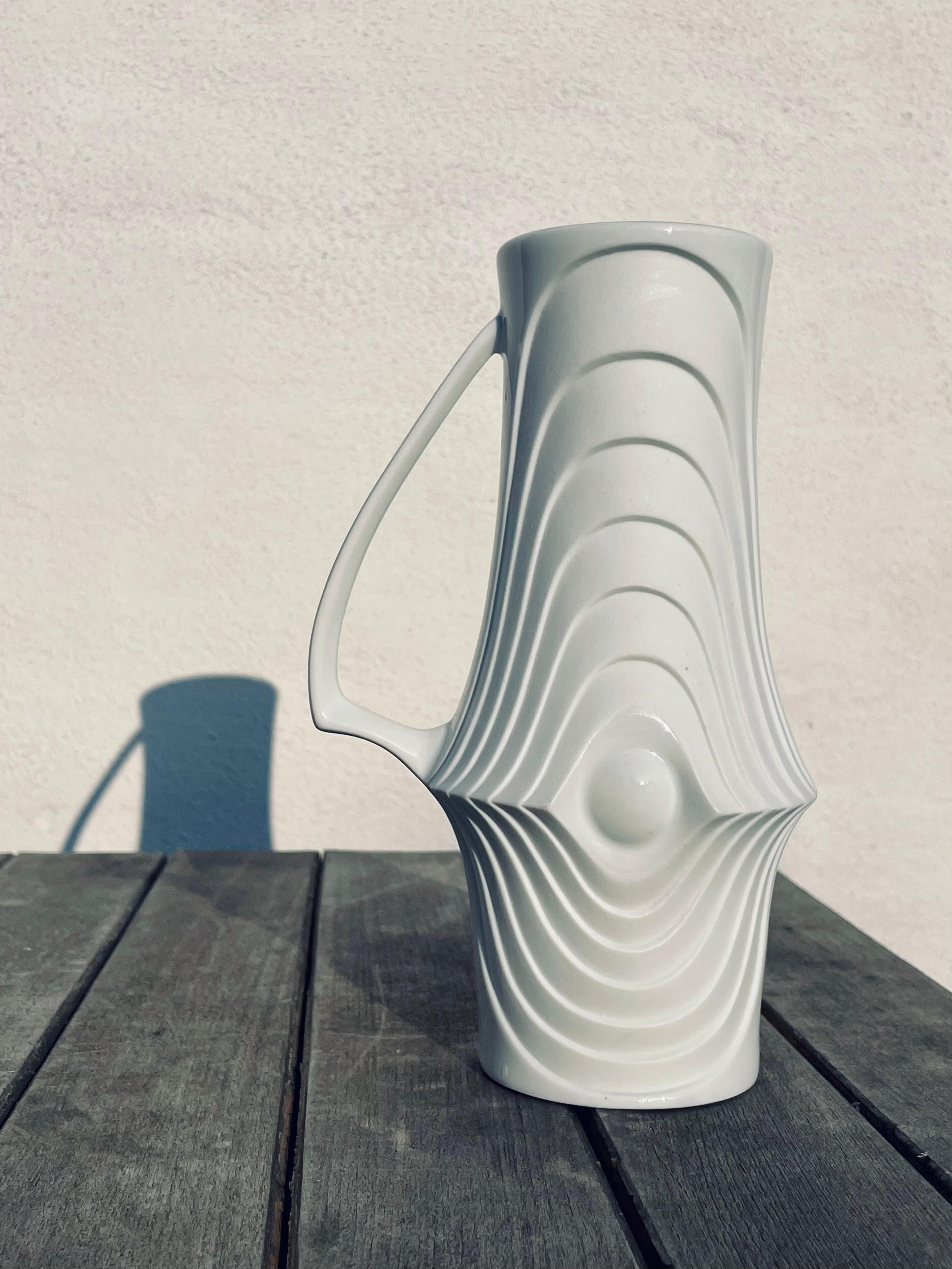 KPM White Art Deco Handle Vase, 1960s 10