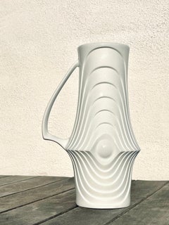 KPM White Art Deco Handle Vase, 1960s