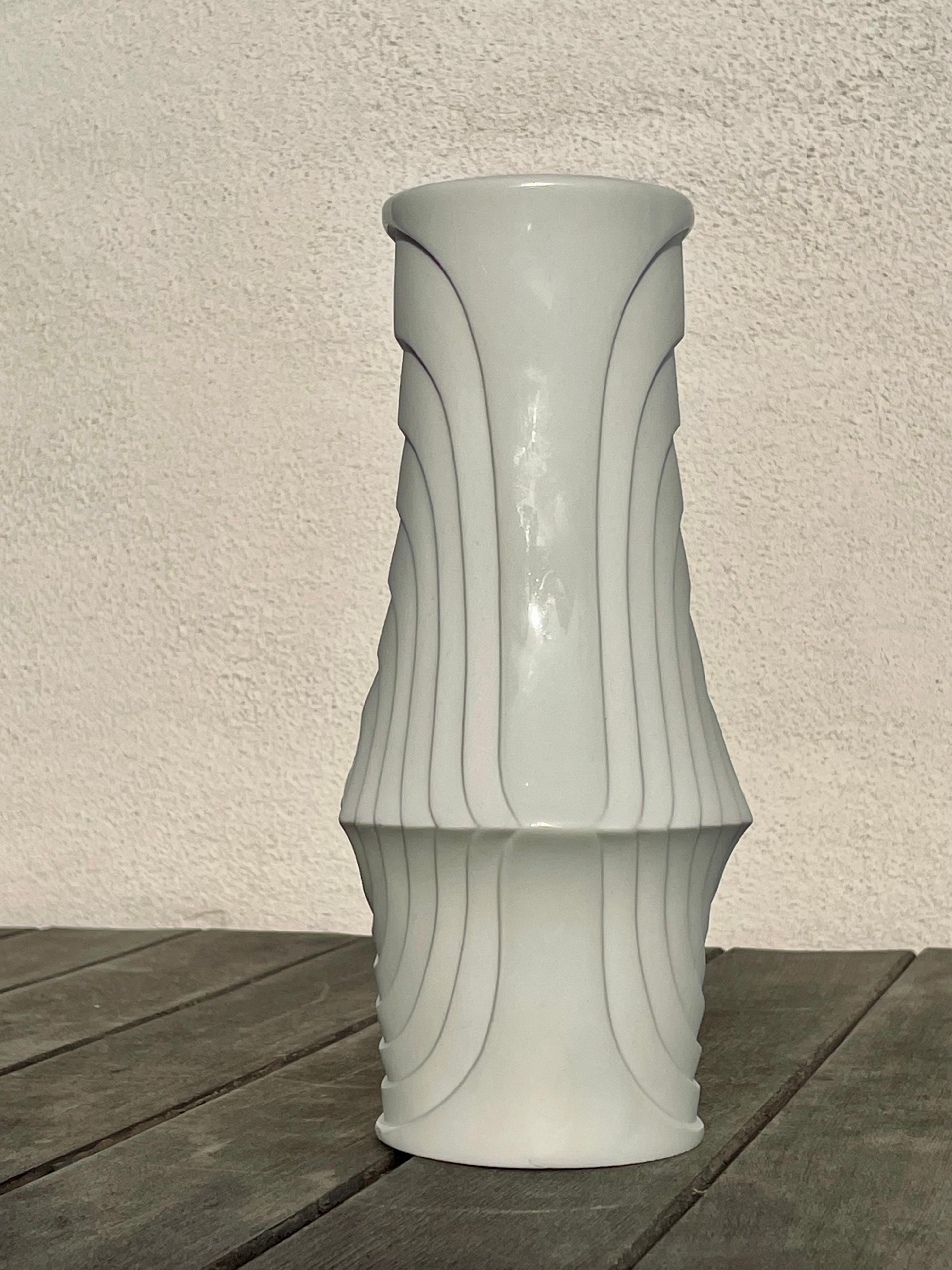 German KPM White Art Deco Handle Vase, 1960s
