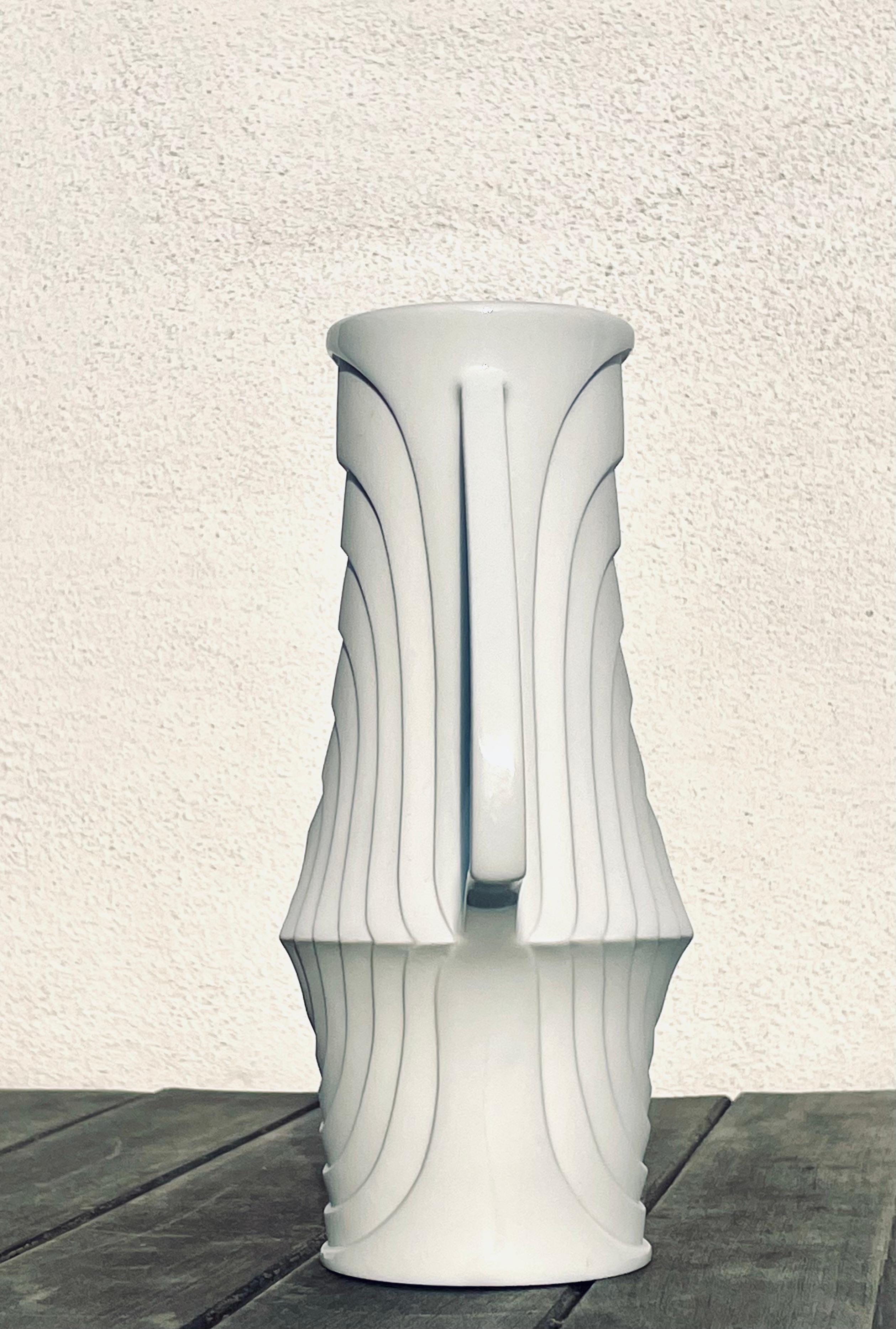 20th Century KPM White Art Deco Handle Vase, 1960s