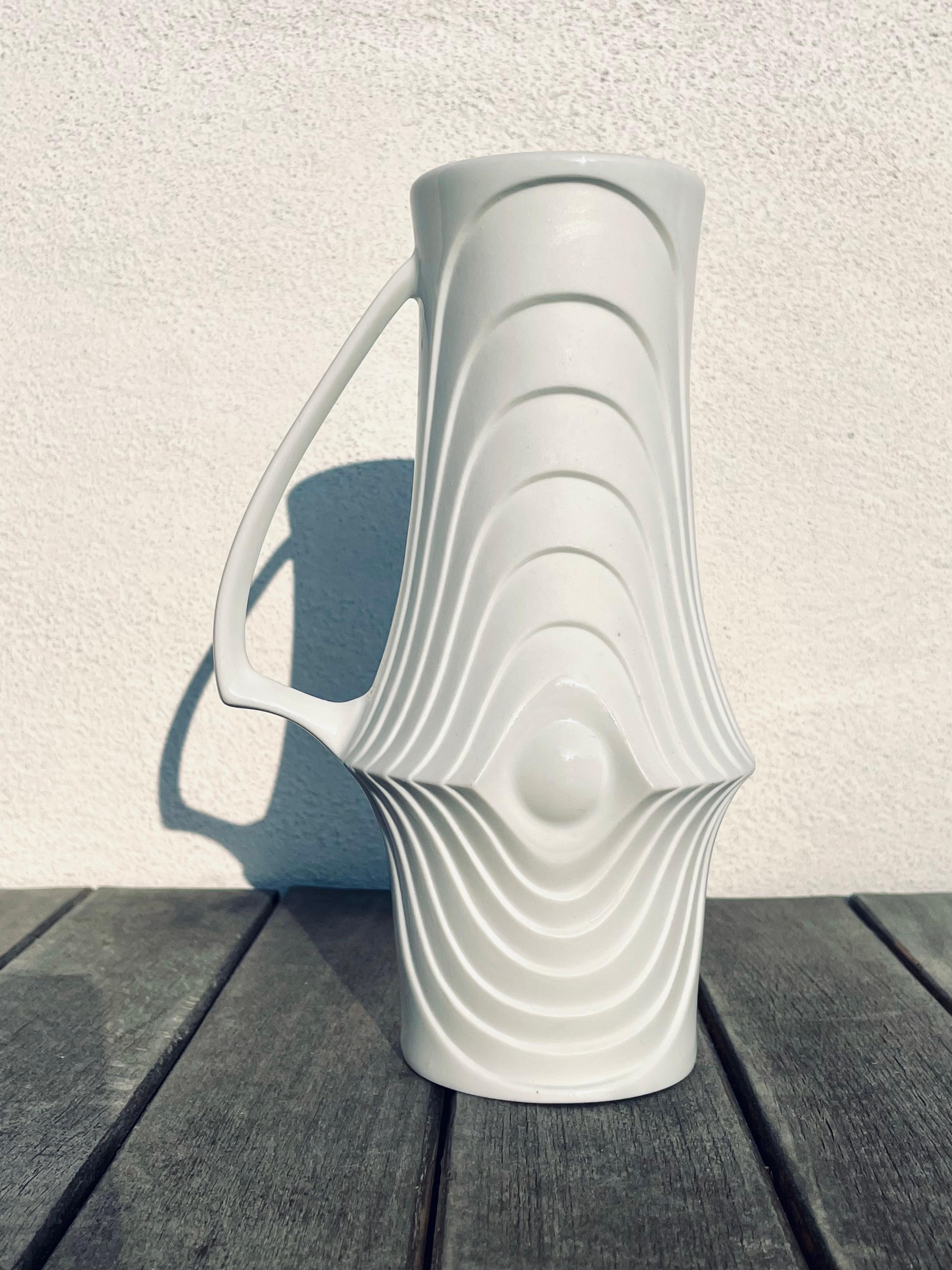 Porcelain KPM White Art Deco Handle Vase, 1960s