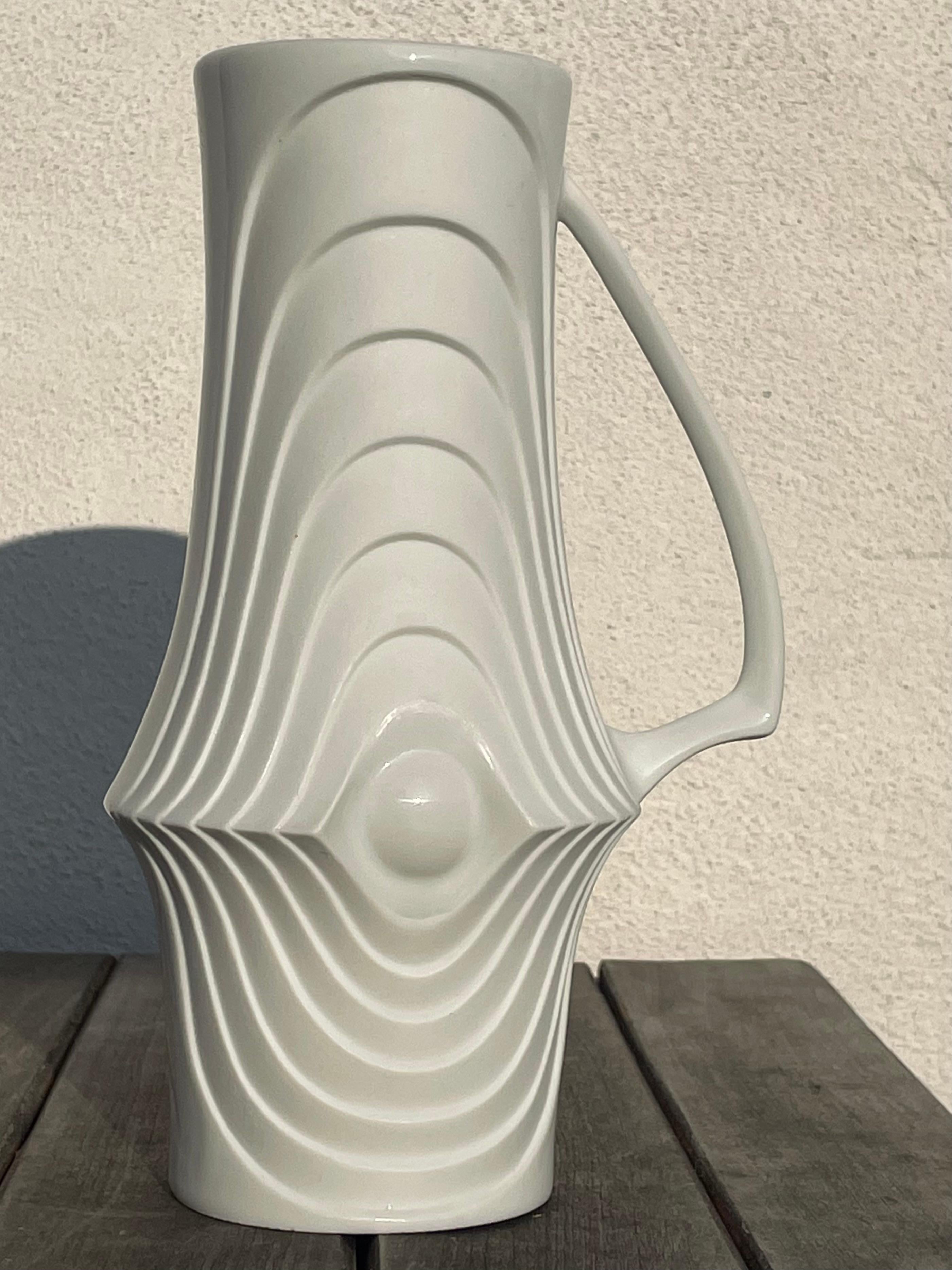 KPM White Art Deco Handle Vase, 1960s 1
