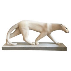 White Art Deco panther, Fayence