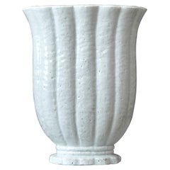 Vaso da terra in gres Art Deco bianco di Gunnar Nylund. Rorstrand, Svezia, anni '1930.