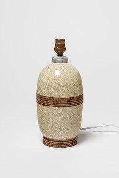 Lampe de table Art déco blanche unique en céramique faite à la main par Louis Dage 1940 20e design