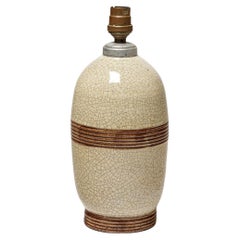 White art deco unique handmade ceramic table lamp by Louis Dage 1940 20th design