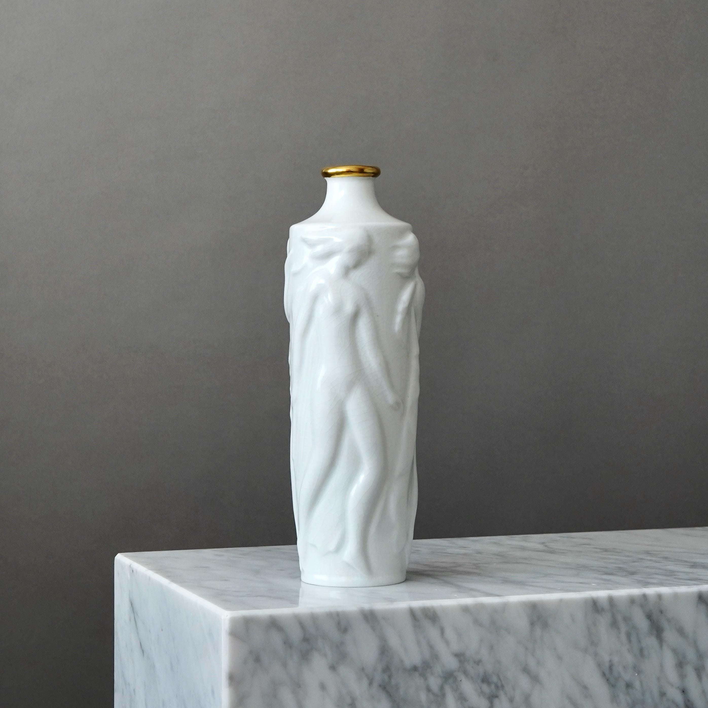 Vaso bianco Art Deco di Tyra Lundgren per ALP, Svezia, 1929. Swedish Grace. in vendita 2