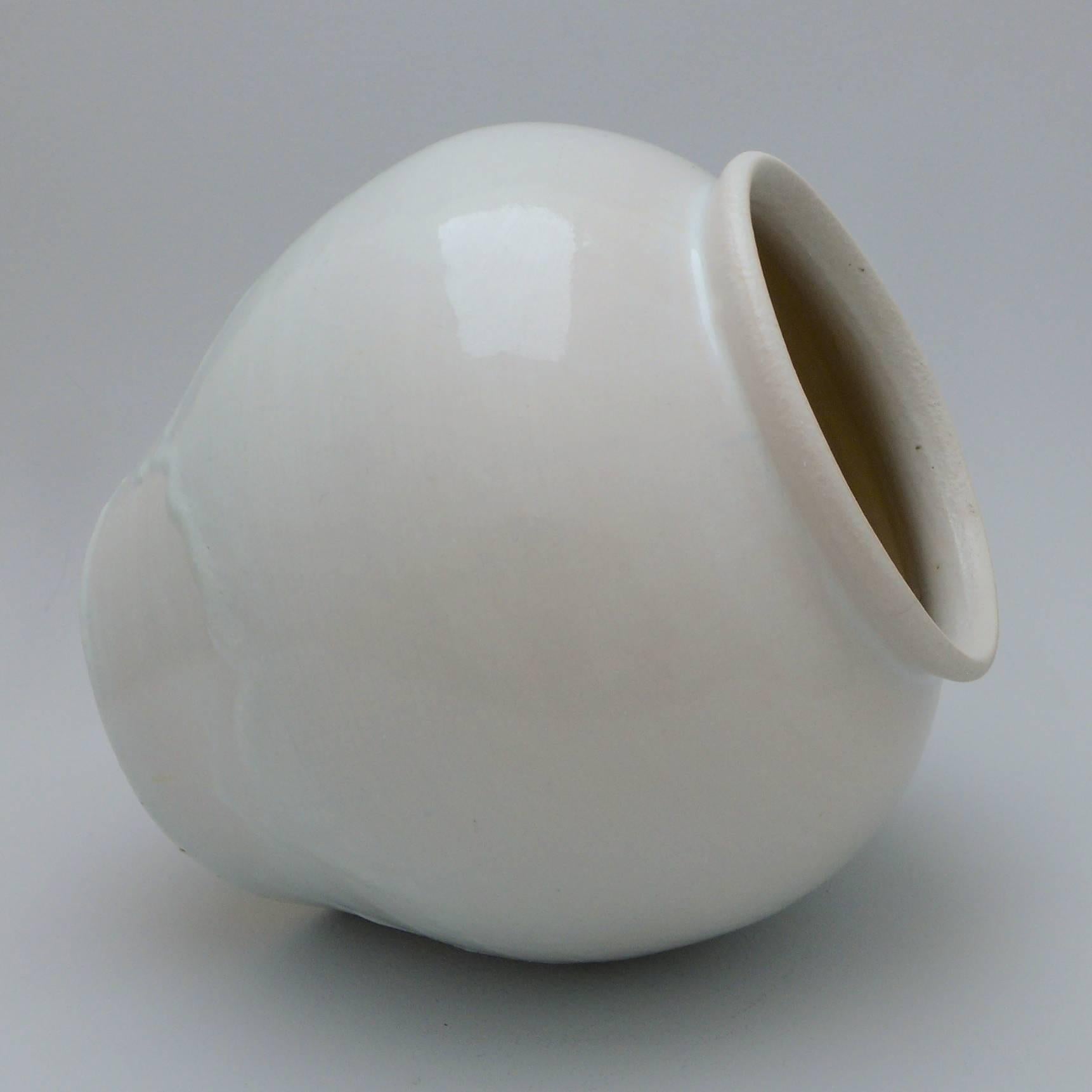 Hand-Crafted White Art Deco Vase