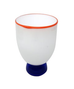 White Art Glass Vase by Fineline Studios, 1984