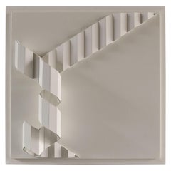 White Art Relief of Imaginary Spiral Stairs by Sigmun, Dutch, 1980s