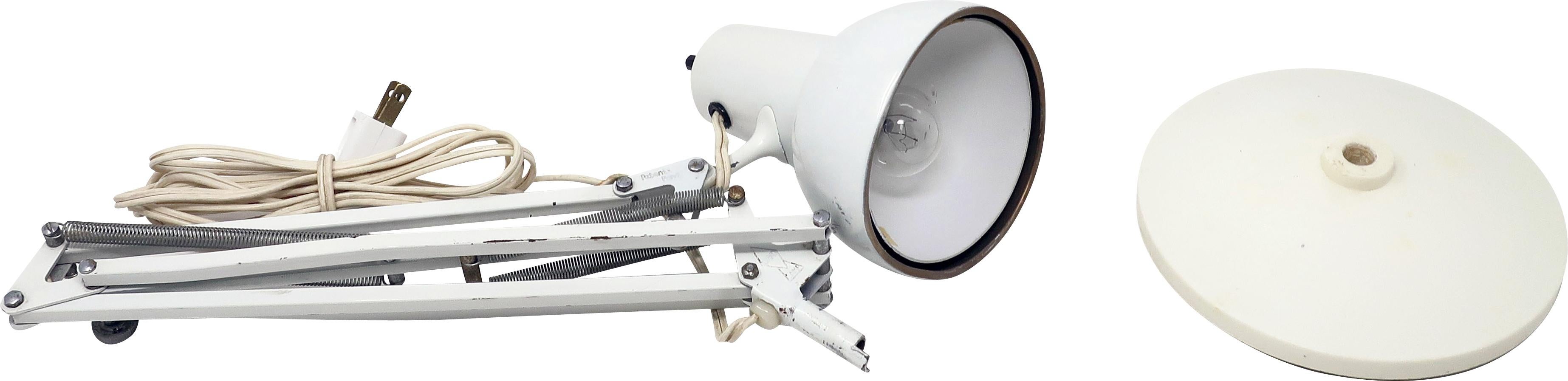 20th Century White Articulating Desk Lamp by Luxo