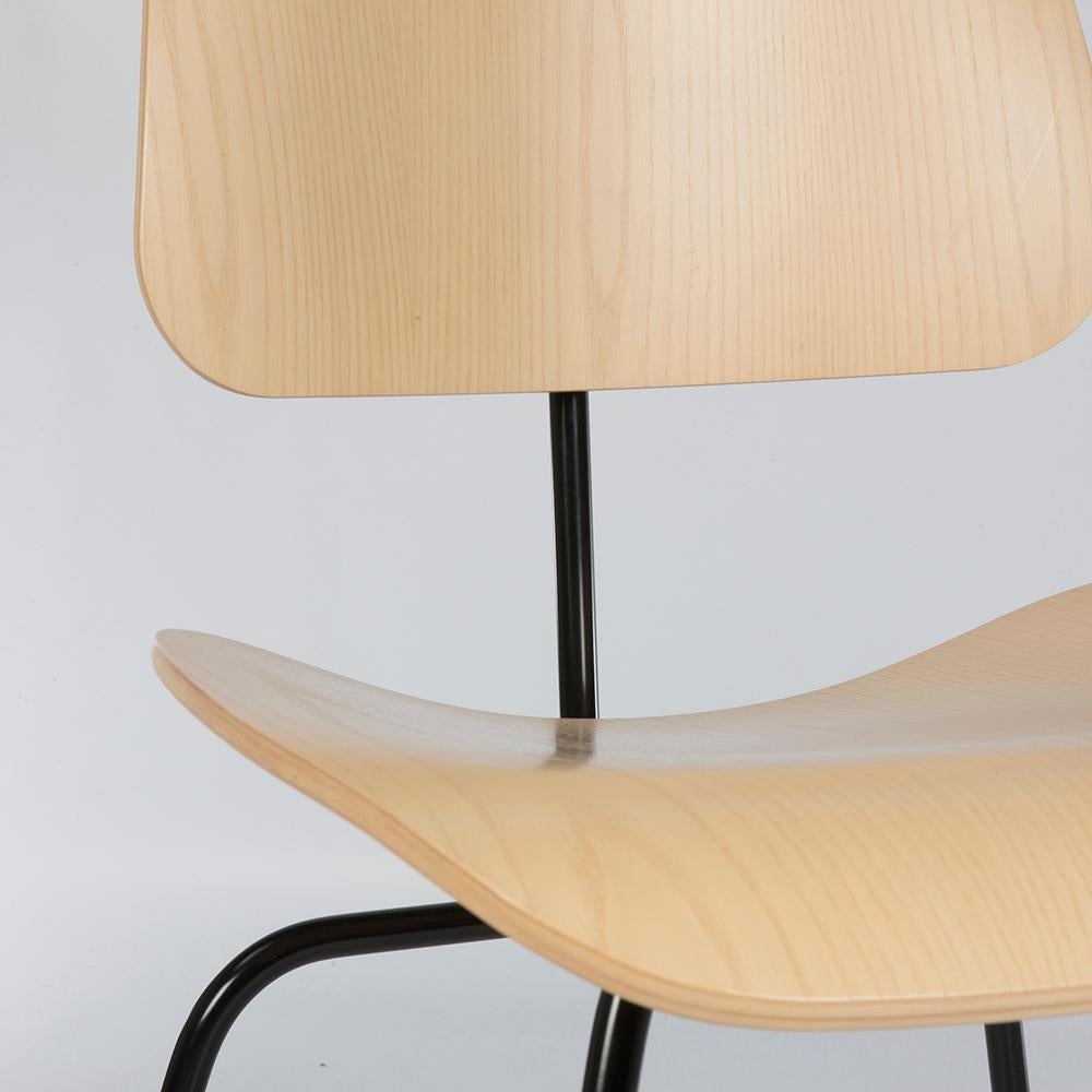 White Ash Herman Miller Eames Molded Plywood DCM Dining Chair Black Metal Base 2