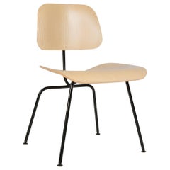 White Ash Herman Miller Eames Molded Plywood DCM Dining Chair Black Metal Base