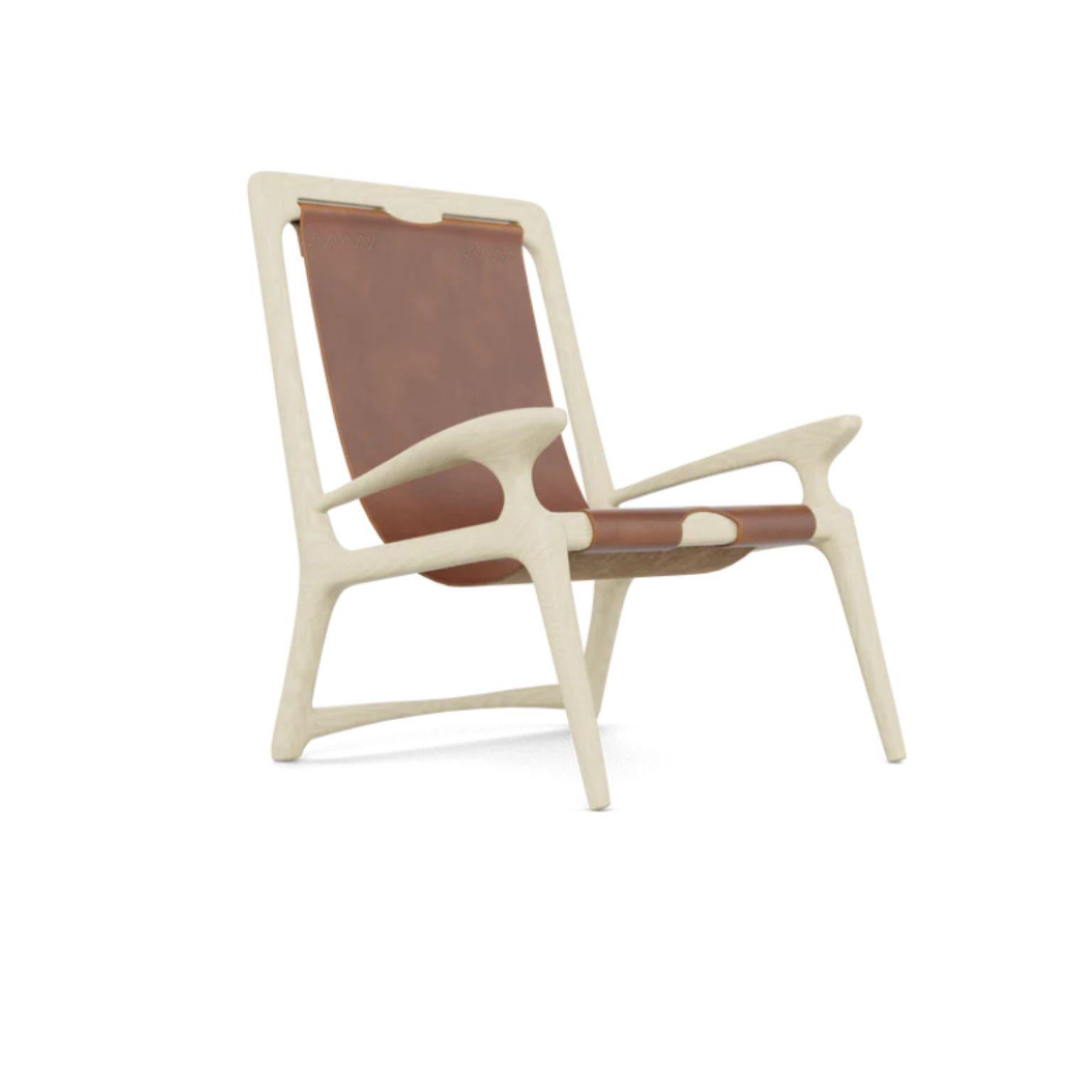 Fauteuil sling en frêne blanc et cuir mod 2 par Fernweh Woodworking
Dimensions : 
L 27