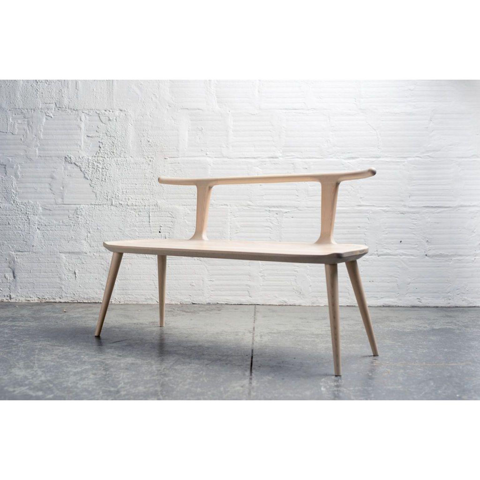 White Ash Oxbend Bench by Fernweh Woodworking
Dimensions: W 122 (4´) x D 45,7 x H 76,2 cm
Materials: White ash.

Other width dimensions available: 122, 152,4 and 182,9 cm
Wood options: walnut, charcoal ash, white ash.
Please contact us.

This