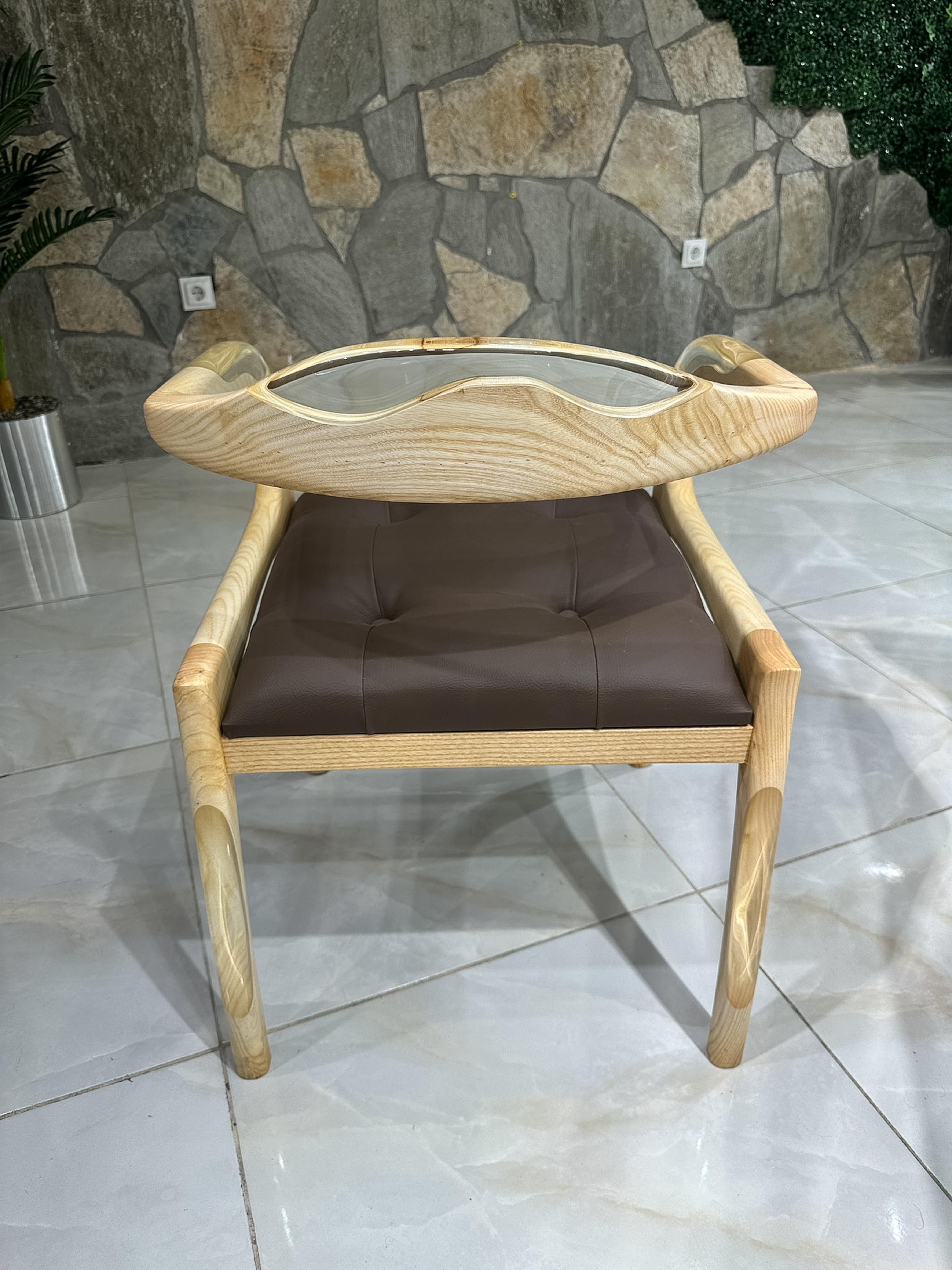 White Ash Wood Epoxy Resin Chair - Chair Design - Wooden Chair In New Condition For Sale In İnegöl, TR