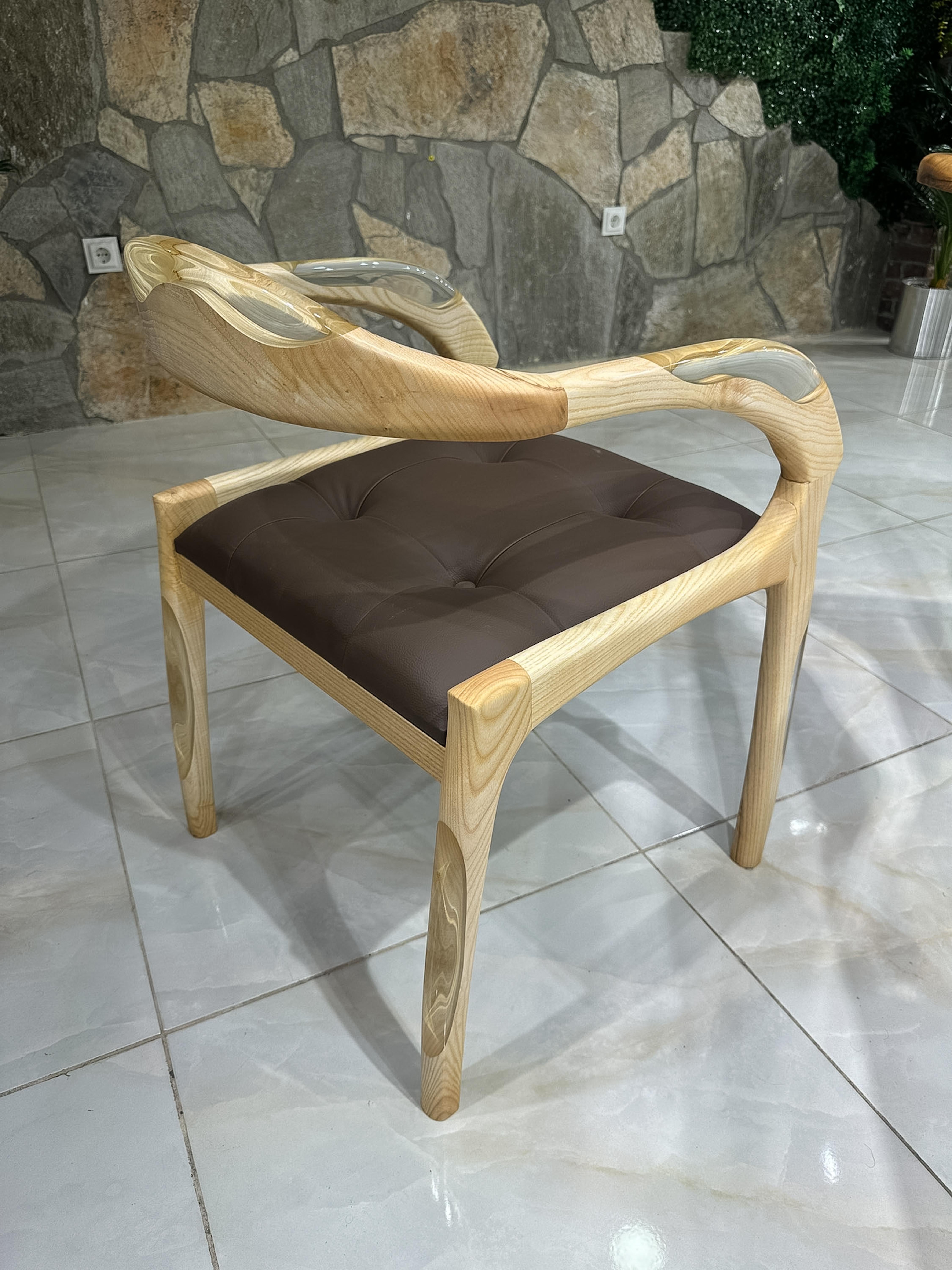 Contemporary White Ash Wood Epoxy Resin Chair - Chair Design - Wooden Chair For Sale