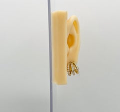 White Asscher and Round Diamond Triple Semi Hoop Earrings in 14K Yellow Gold
