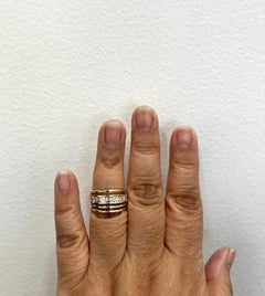 White Asscher Diamond Wide Band Ring in 14K Yellow Gold