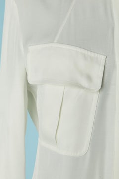 White asymmetrical rayon pleated shirt dress BARBARA BUI