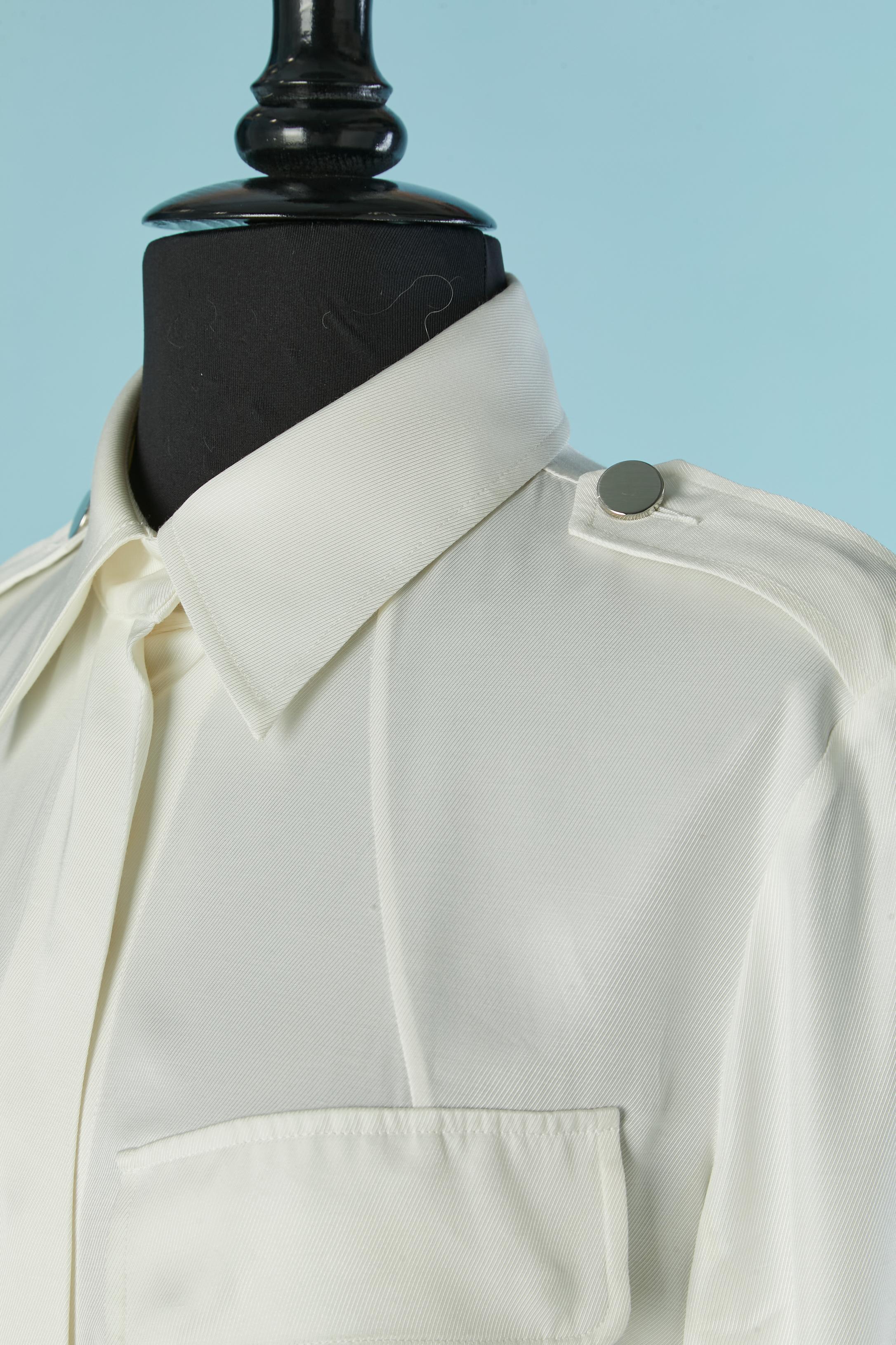 Weißes asymmetrisches Hemdkleid aus Viskose mit Falten BARBARA BUI (Grau) im Angebot