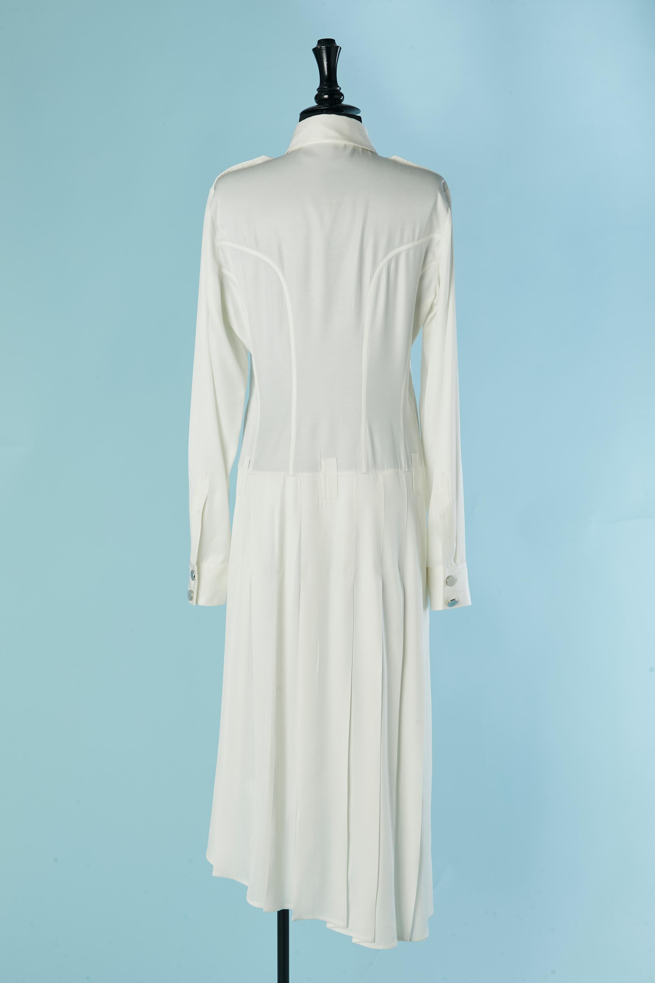 Weißes asymmetrisches Hemdkleid aus Viskose mit Falten BARBARA BUI im Angebot 1