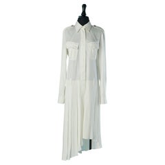Robe chemise plissée asymétrique en rayonne blanche BARBARA Bui