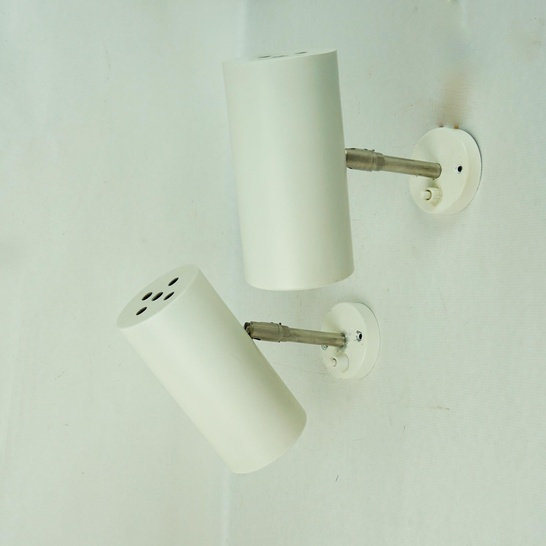 Mid-Century Modern White Austrian Midcentury Zylinder Sconces or Wall Lights by J. T. Kalmar Vienna