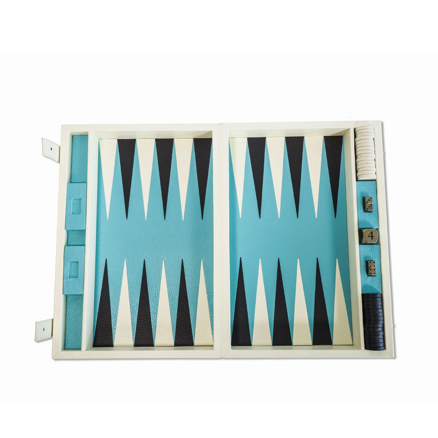 Backgammon-Schachtelspiel in Weiß im Zustand „Neu“ im Angebot in Milan, IT
