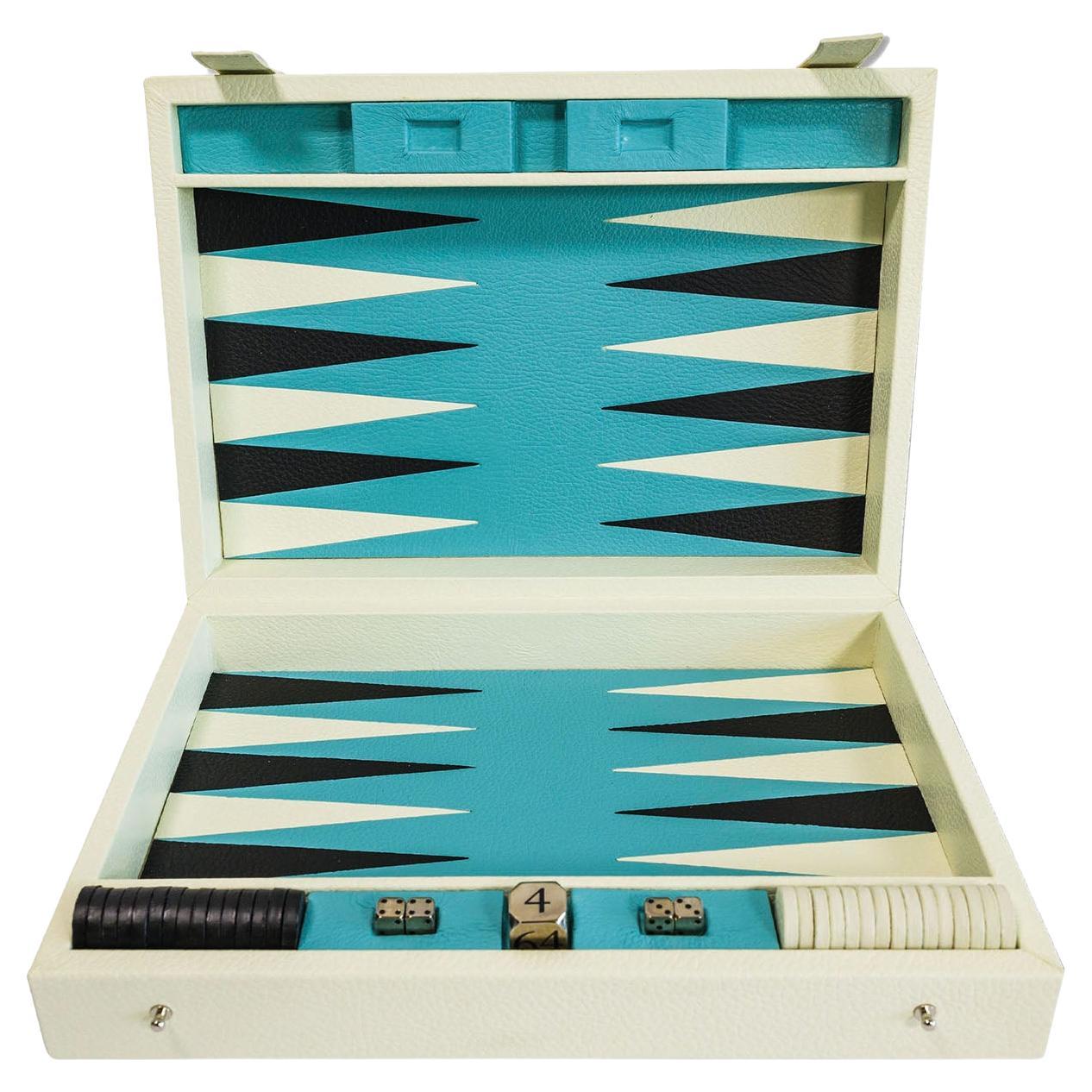 Backgammon-Schachtelspiel in Weiß im Angebot