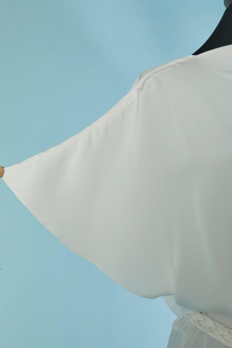 Weißes rückenfreies Abendkleid mit Flechtgürtel CHRISTIAN DIOR Damen im Angebot