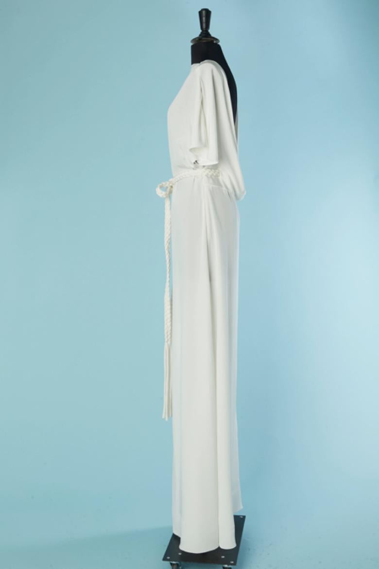 Weißes rückenfreies Abendkleid mit Flechtgürtel CHRISTIAN DIOR im Angebot 1