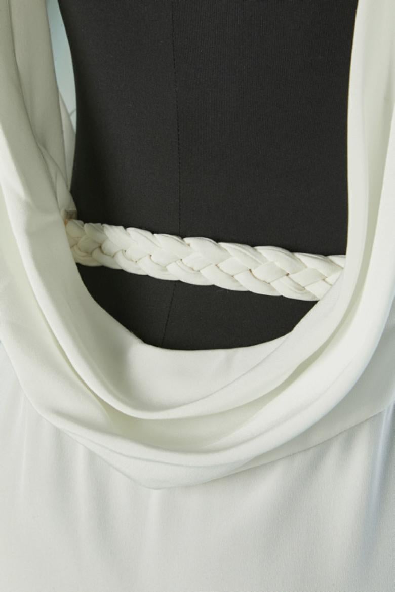 Weißes rückenfreies Abendkleid mit Flechtgürtel CHRISTIAN DIOR im Angebot 3