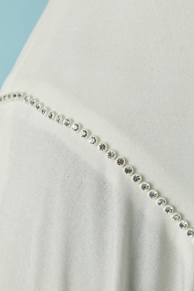Weißer rückenfreier Abend  Jerseykleid mit Strassverzierung LORIS AZZARO Damen im Angebot