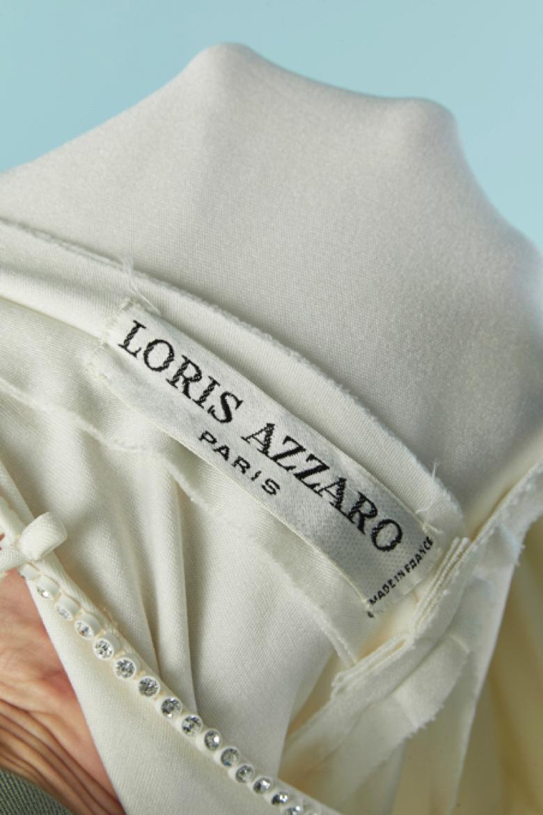 Weißer rückenfreier Abend  Jerseykleid mit Strassverzierung LORIS AZZARO im Angebot 4