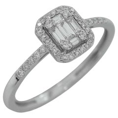 White Baguette Diamond Ring Made In 18k White Gold
