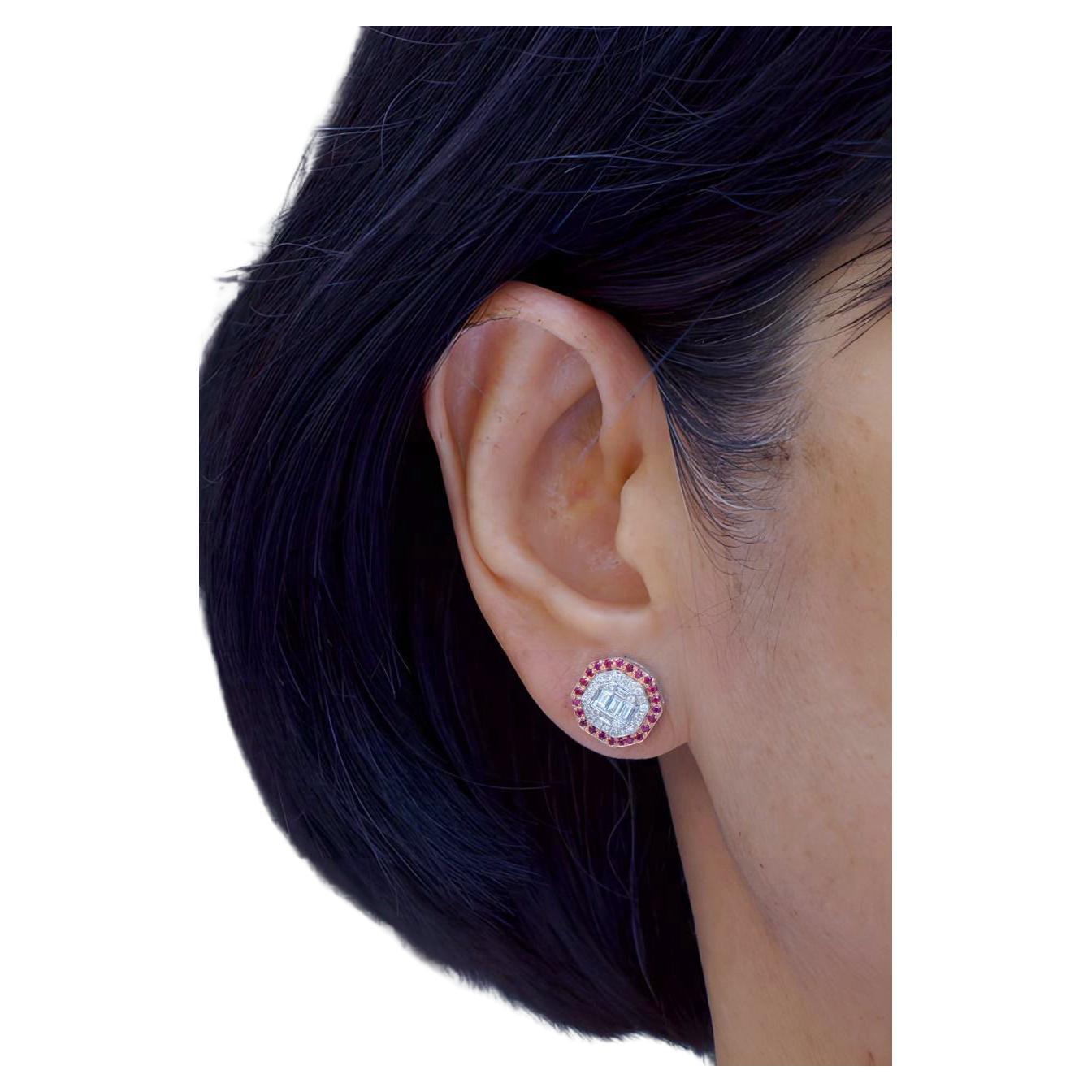 White baguette shape earrings For Sale
