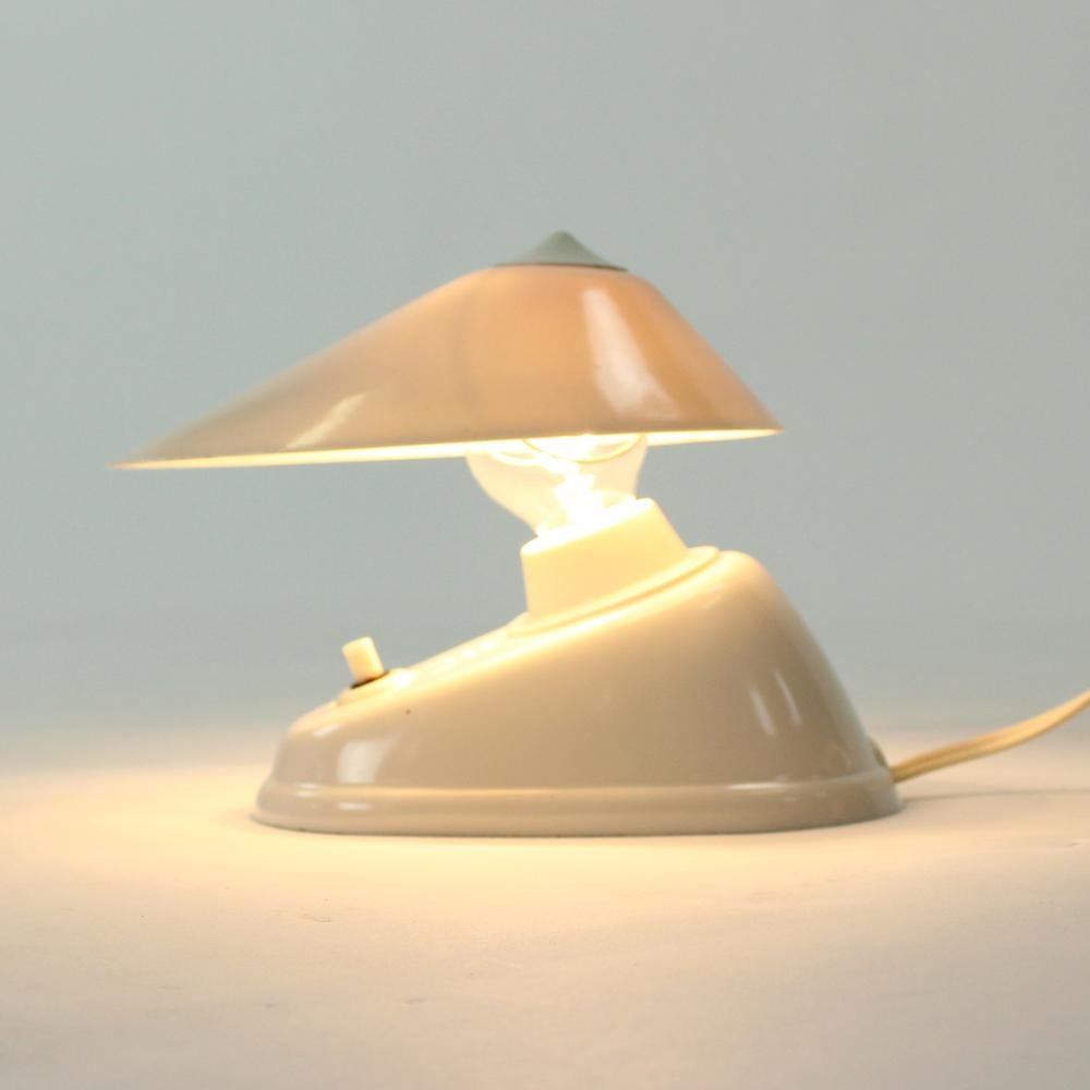 White Bakelite Office Lamp by Bauhaus Team, Czechoslovakia, circa 1930 For Sale 2
