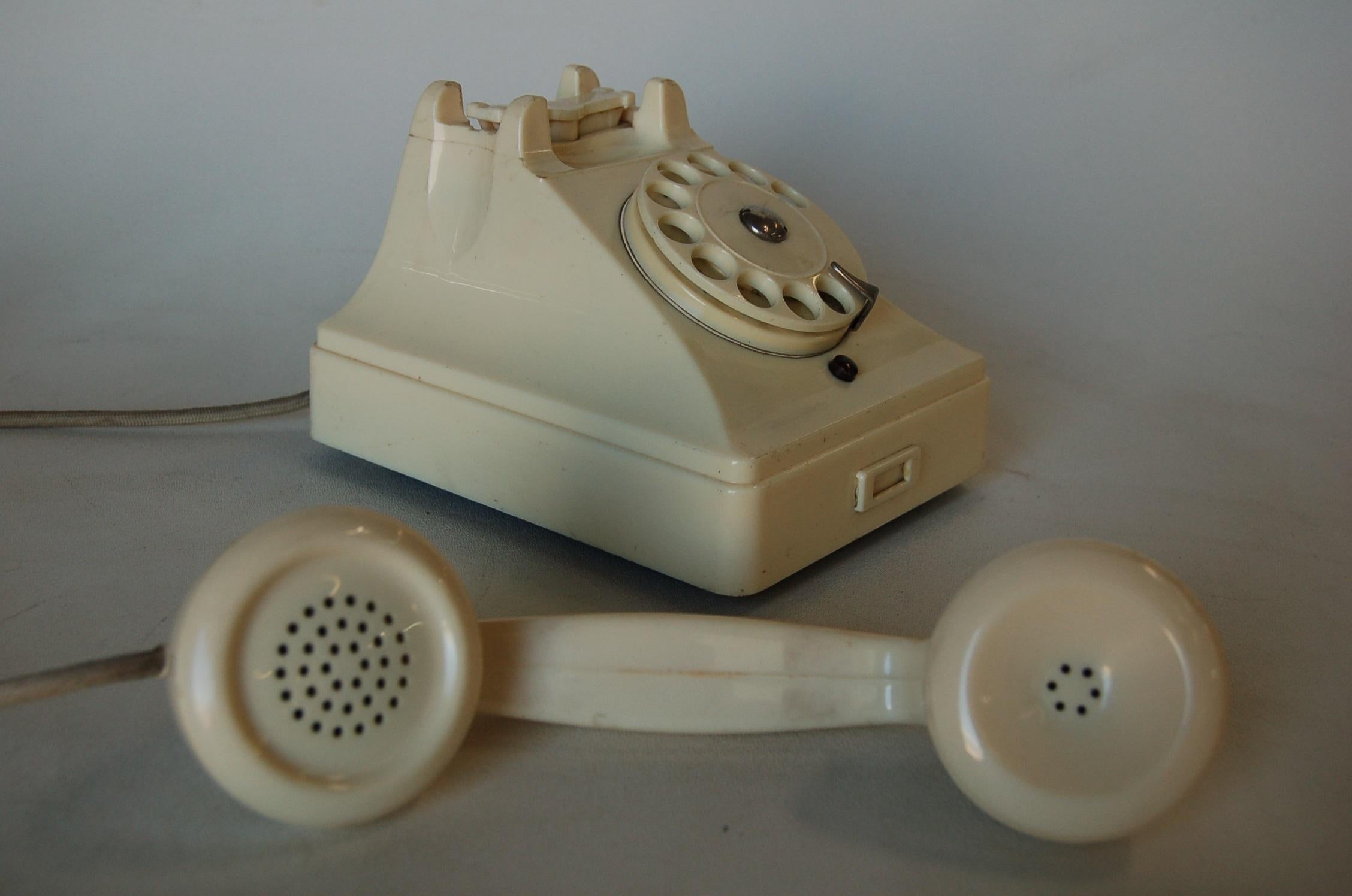 Swedish White Bakelite PTT Telephone by Ericsson For Sale
