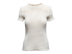 White Balenciaga Short Sleeve Open Knit Top