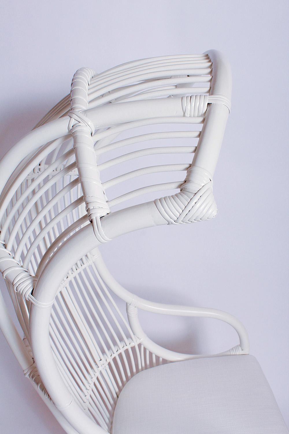 Organic Modern White Bamboo and Rattan Canopy Chair by Henry Olko for Willow and Reed