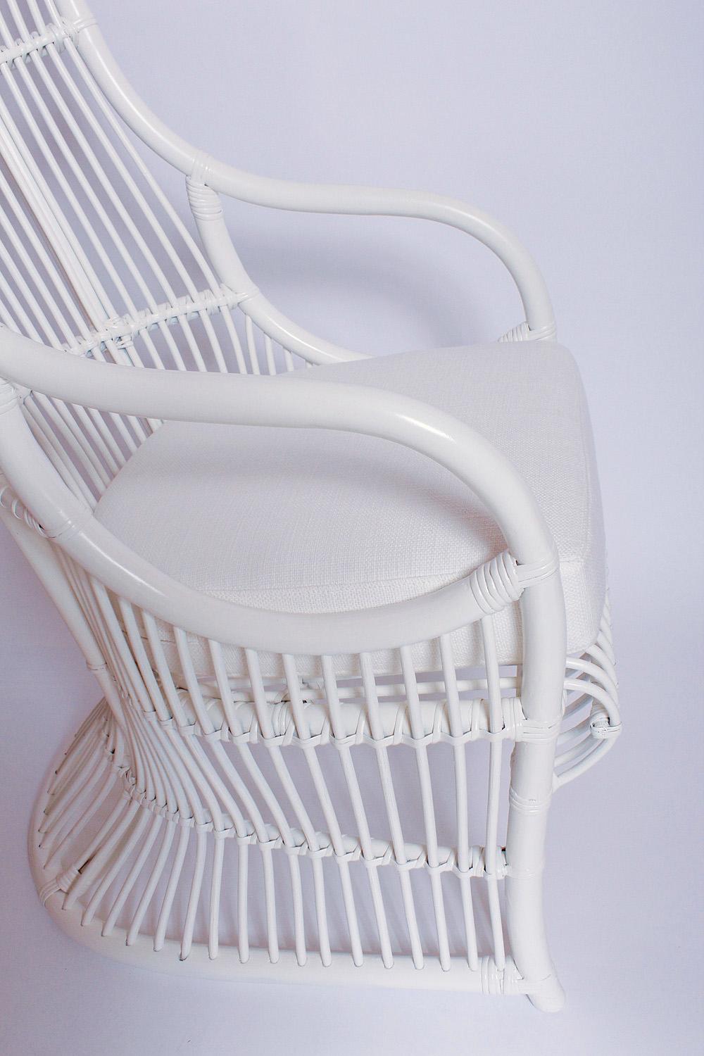 American White Bamboo and Rattan Canopy Chair by Henry Olko for Willow and Reed