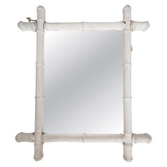 White Bamboo Mirror, France, 1930s