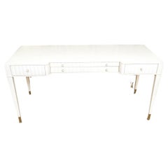 White Barbara Barry Writing Desk with Fluted Front