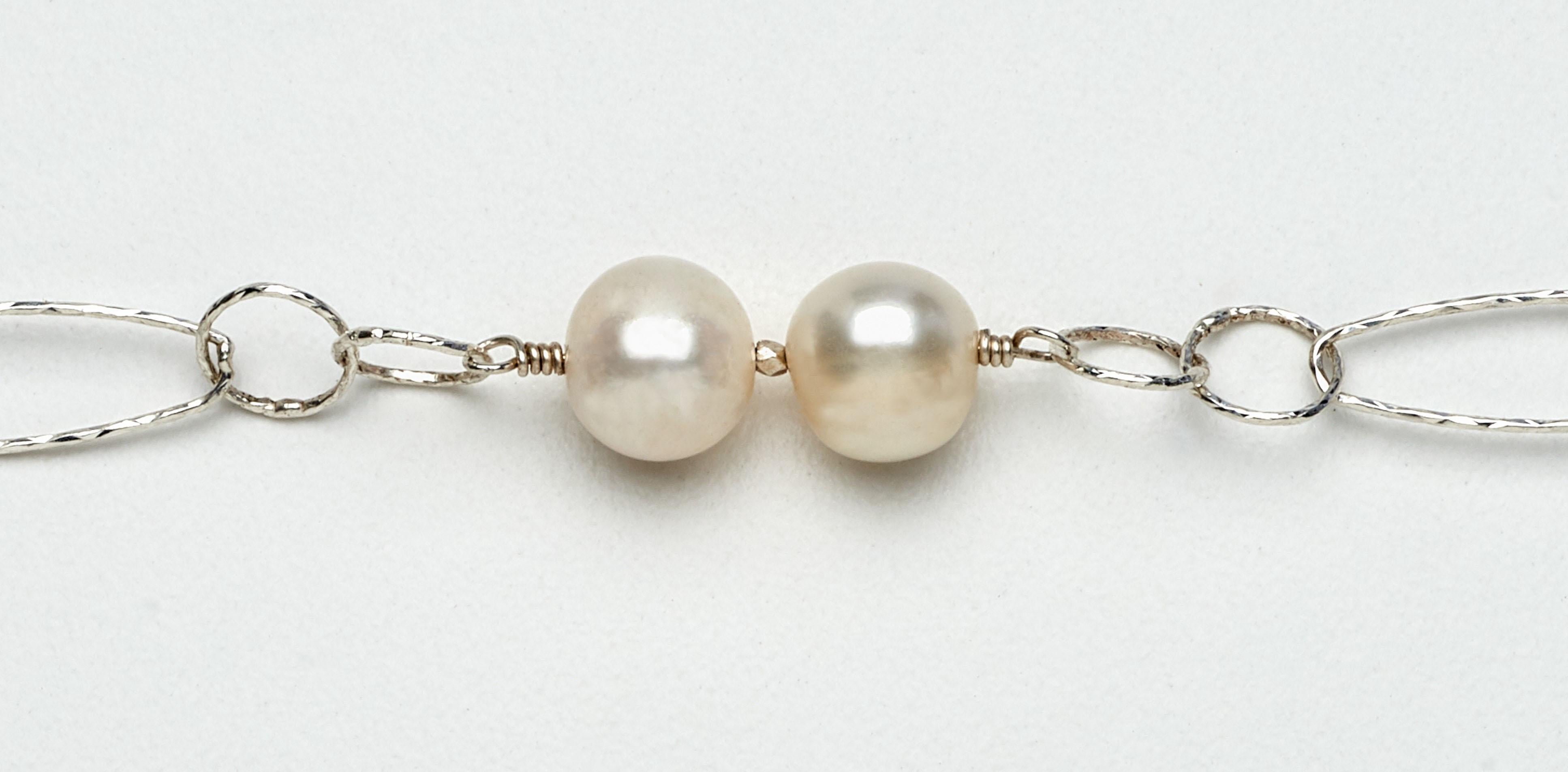 silver pearl chain necklace