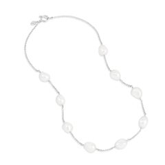 White Baroque Pearl Chain Necklace In Sterling Silvet