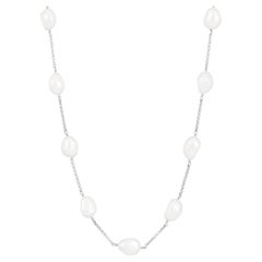 Halskette aus weißem Barockperlen in Sterlingsilber mit Perlenkette